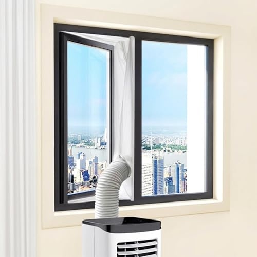 Portable AC Window Seal 400CM (157), 4-Zipper AC Window Vent Kit for Inward & Outward Opening Windows, Fits Single- or Dual-Hose Portable Air Conditioners