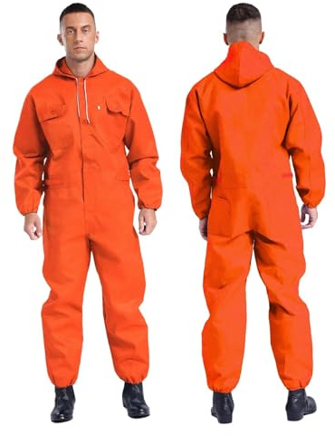 Tuta da Lavoro Uomo Tuta Antipioggia Da Uomo, Lavoro,abbigliamento Meccanico, Abbigliamento For Riparatori(Orange,165)