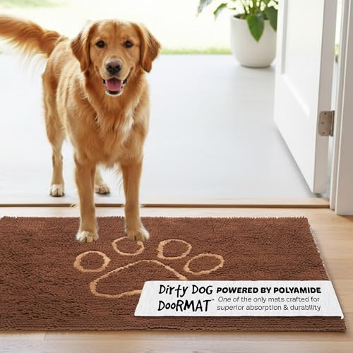 DGS0A Dog Gone Smart Dirty Dog Fußmatte, Mikrofaser, super saugfähig, maschinenwaschbar mit Rutschfester Unterseite, groß, Mokka-Braun