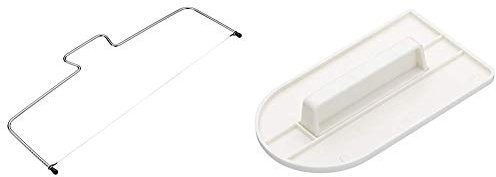KitchenCraft Sweetly Does It Cake Leveller/Cutter, Carbon Steel, 40 cm & Cake Smoother/Icing Tool, Plastic, White, 15 x 8 cm