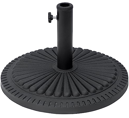 Outsunny 14kg Round Cement Parasol Base Umbrella Weight Stand Holder Fits Φ35mm,Φ38mm,Φ48mm Pole for Patio Outdoor Garden - Black