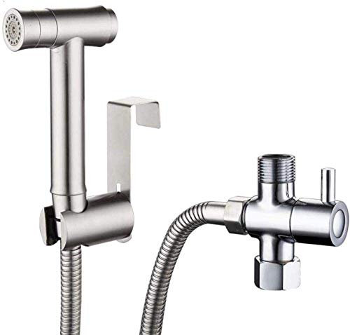 SLRMKK Hand-Bidet-Sprühgerät, Hand-Bidet-Bidet-Gewindebohrer Toilettenschlauch Bidet-Sprühgerät WC-Sprühgerät Bestes persönliches Sanitär-Duschset - 304 Edelstahl-WC-Sprühkopfn-Set