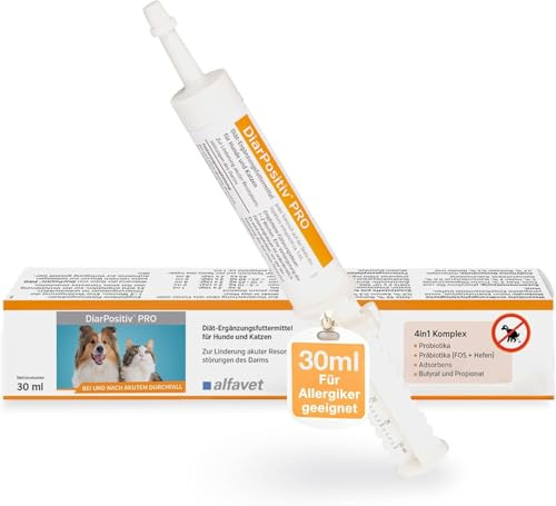 alfavet DiarPositiv Pro, complément Alimentaire diététique, pâte pour Chiens et Chats, soulagement de la diarrhée, injecteur de 30 ML