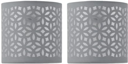 Set of 2 Grey Table Lamp Shades, Lampshades for or Bedside Light, Modern Cut Out Design, Diameter 15cm