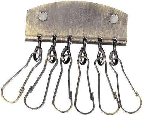 HERCHR Clip de mosquetón de metal con clip de cierre de 6 ganchos, llavero compacto, ganchos para llavero, fila de llaves para hacer llaves artesanales de cuero(Bronce)