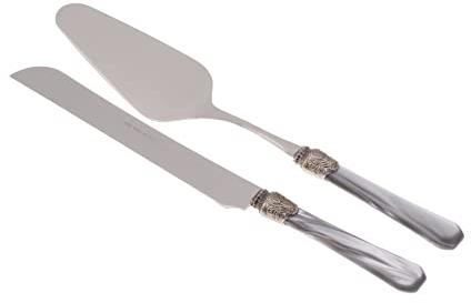 Rivadossi Penelope Grigio - Set di Pala e Coltello per Torta, 2 Pezzi - 100% Made in Italy, Artigianalità e Design - Acciaio Inox 18/10