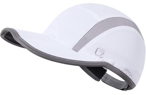 GADIEMKENSD Quick Dry Sports Hat Lightweight Breathable Soft Outdoor Run cap (Folding Series,White)