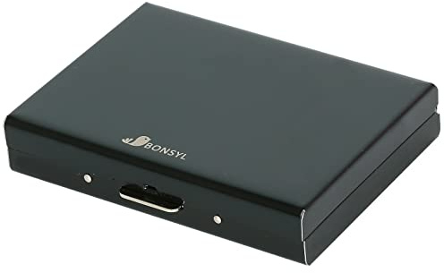BONSYL® Kreditkortshållare Plånbok med 10 Fack, Minimalistisk Slank Metall RFID-Blockerande Kontaktlöst Kortskydd för Män och Kvinnor. (10 Kortplatser-Svart)