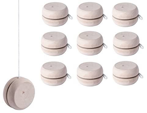 10 Stück JoJo Yoyo aus Holz Naturholz Nachhaltiges Spiel für Party Kindergeburtstag Partypack Mitgebsel Hochzeit Kinderfeier