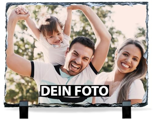 Schiefertafel mit Foto (30x20) Hochformat - Schieferplatte personalisiert - Tafel aus Schiefer mit eigenem Bild