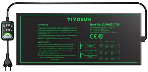 VIVOSUN Värmematta för växter 121,9 x 52,7 cm med temperaturregulator, UL & MET-certifierad, vattentät växtvärmematta för groddning, hydroponi,