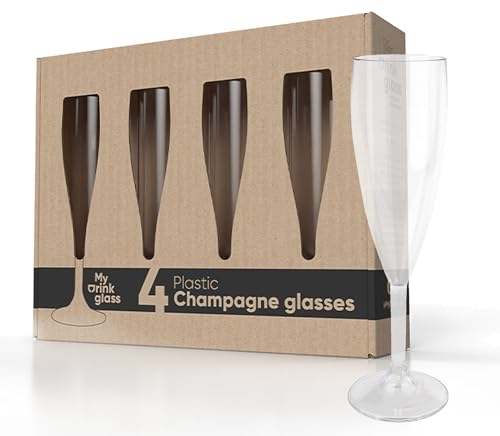MyDrinkglass Coupe Champagne Plastique Givet 190 ml - Flute Champagne 4 Pieces - Verre Plastique Reutilisable Set - 4 Verre Camping Incassables