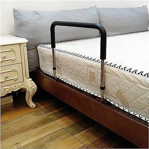 Poignée de support réglable pour personnes âgées - Marchepieds médicaux - Rails de sécurité - Barre d'appui latérale avec sacs de rangement - 5 hauteurs réglables pour personnes âgées, handicapées,