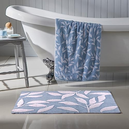 Dreams & Drapes Sandringham - Tappetino da bagno in 100% cotone, 50 x 80 cm, colore: Blu