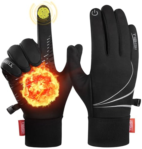 Benirap Fahrradhandschuhe Herren Damen Warme Winterhandschuhe Wasserabweisende Touchscreenhandschuhe Winddichte Laufhandschuhe rutschfeste Sporthandschuhe zum Laufen, Radfahren, Klettern -TM04,XL