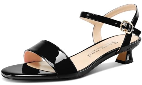 Saekcted Femmes Kitten Bas Talon Heel Ouvert Bout Lanières Cheville Sandales Slingback Boucle Dress Chaussures Décontracté Party Été 3 CM Heels