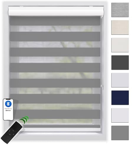 EFIXS Doppelrollo mit Kassette 220 x 175 cm (BxH) in grau/Duo Rollo mit Premium-Unterschiene/Doppelrollo zum Bohren in den Breiten 40-220 cm