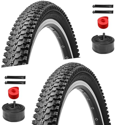 2-Pack 26 inch Mountain Bike Tires - Bicycle Tires 26x1.95 Folding Replacement Tire for Mountain Bike, Puncture-Resistant 26 Schrader Valve Bike Tubes, Bicycle Replacement Parts