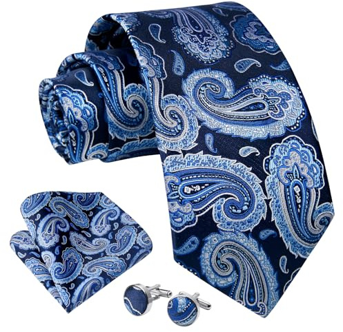 Enlision Herren Krawatte Paisley Krawatte für Männer Hochzeit Krawatten & Einstecktuch Manschettenknöpfe Set Formelle Business