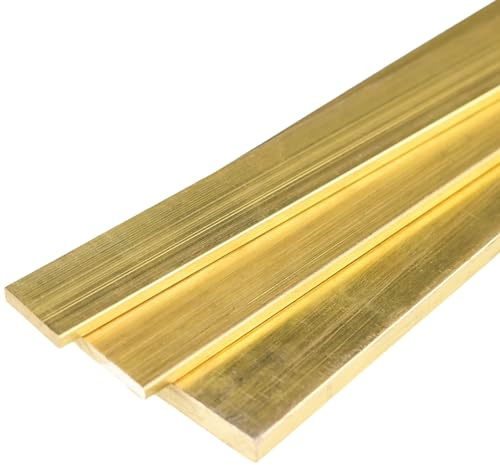 COYOUCO Stock de barre plate en laiton, 4 mm d'épaisseur x4/6/8/10 mm de largeur x 500 mm de longueur en laiton plaques moulin stock pour la fabrication de couteaux, artisanat,4 * 10 * 500mm