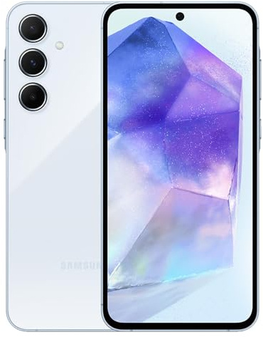 Samsung Galaxy A55 5G A556E 128GB Dual-SIM GSM Unlocked Android Smartphone (Latin Variant/US Compatible LTE) - Awesome Ice Blue