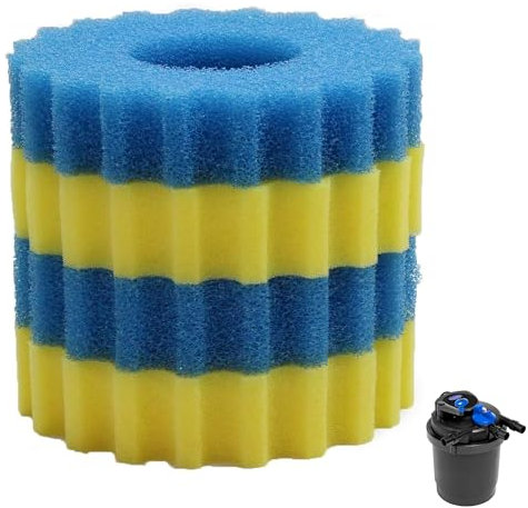 Qzbhct Teichfilter-Pads, grober und feiner Schwamm für Teichpumpe, Vorfilter, Ersatz CPF-2500, blaue und gelbe Filter, 4 Stück