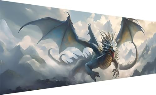 Diamond Painting XXL 240x80 cm, DIY Furcht Diamant Painting Bilder, 5D Drachen Diamant Malerei Set, Diamant Kristall Strass Kreuzstich Painting, Diamond Painting Erwachsene Zimmer Deko Geschenk C-1