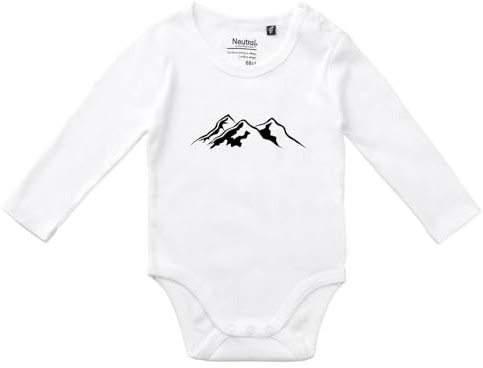 Huuraa Baby Body Berg Silhouette Mountain 62 White Bio Baumwolle Fairtrade Langarmbody Geschenkidee