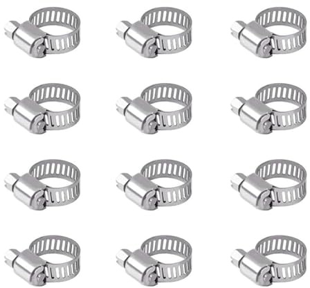 12Pcs 6-12mm Hose Clips Jubilee Clips Adjustable 304 Stainless Steel | Hose Clamps Worm Drive Pipes Hose Clamps Clips