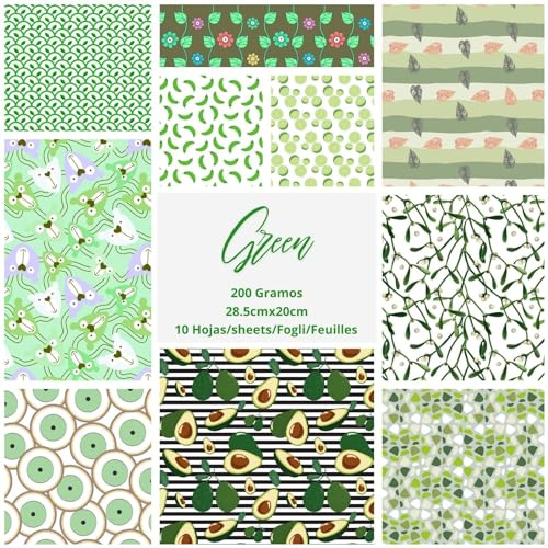 ASENME Bastelbögen – 10 Einheiten, 200-Gramm-Papier Papier (Grün, 10 Einheiten)