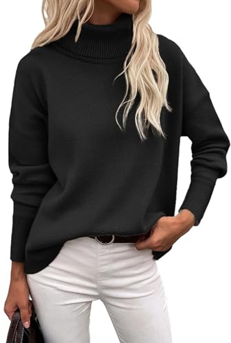 Zeagoo Women's Jumpers Elegant Turtle Neck Sweater Casual Knitted Sweaters | Long Sleeve Roll Neck Tops Autumn Winter S-XXL