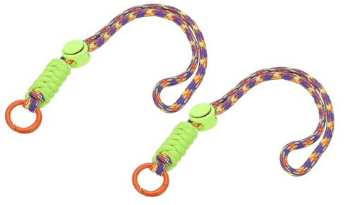 PATIKIL Llavero con Cordón de Cuerda de Paracaídas 2 Llaveros para Teléfono Celular Correa Trenzada con Resorte Anillo para Colgar Llave Diseño de Forma Amarillo Morado Verde