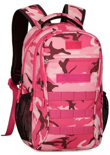 Vmokki Taktischer Rucksack Klein Wasserfest Wanderrucksack Trekkingrucksack Damen Herren Jungen für Wandern Reise Camping Trekking 15 Liter (Pink)