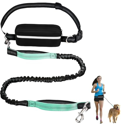 LEKEFETO Correa para correr para perros, con costuras reflectantes, 2 en 1 con asas duales, para perros grandes y medianos de 120 a 183 cm