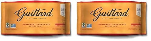 Guittard Semi - Sweet Chocolate Baking Chips 46% Cacao, 340 g | 100% Real Chocolate | Peanut and Tree Nut Free | Fairtrade | Gluten Free | Beans | Certified Kosher | Bakestable (Pack of 2)