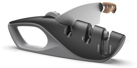 Afilador de cuchillos profesional de 5 guías de ángulo ajustado con ranura fina autoadaptable para afilar cuchillos de de mano para todo tipo de de cuchillos de cocina/serrados/de caza, tijeras