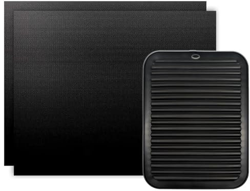 SPARES2GO Lot de 2 grands tapis de cuisson universels en téflon pour four - Anti-adhésifs - Résistants et propres - Avec ventilateur - 40 x 50 cm - Dessous de plat en silicone