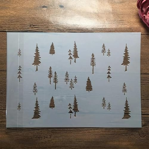 Schablonen zum Malen, A4, 29 cm, Tannenbaum, wiederverwendbare Kunststoff-Schablonen zum Malen auf Holz, Wand, Stoff, Stein, Leinwand, Muster A