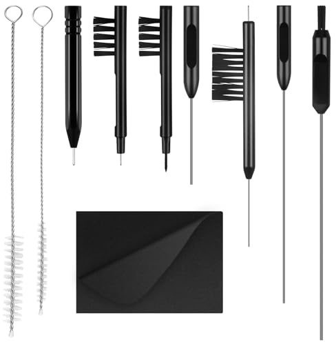 10 Stück Hörgeräte Reinigungsset,Hörgeräte Reiniger mit Magnet und Wachsschlaufe,Reinigungsbürste für Ohrhörer,Reiniger Werkzeug,Lüftung,(Schwarz)