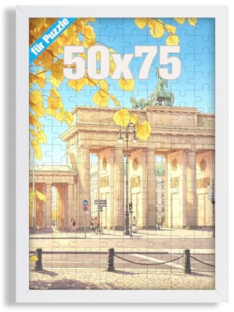 Bilderrahmen 50x75 cm Weiß mit Bruchsicherem Acrylglas, MDF Holzrahmen für Fotos, Poster, Kunstdrucke, Diamond Painting & 1500 Teile Puzzle, Moderner Fotorahmen zum Aufhängen, Hoch- & Querformat