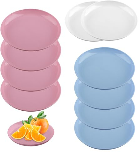 duisoad 10 Stück Teller, 19 cm Unzerbrechliche Tiefe Speiseteller Speiseteller Campingteller für Pasta, Desserts, Mikrowelle, Spülmaschine, Snack, 3 Farben