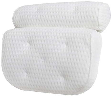 Badewannenkissen mit Nackenstütze – 2-Zonen Luxus Kopfkissen für Badewanne & Whirlpool – Ergonomisch, rutschfest & waschbar – Extra weich mit 3D-Mesh, Haken & Saugnäpfen für sicheren Halt