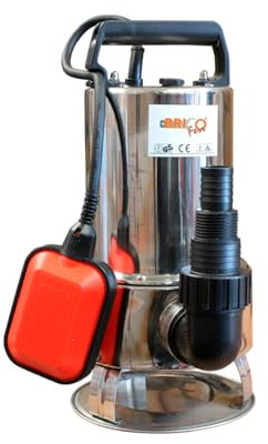 Bricoferr BFF1100D81A Bomba Sumergible para Agua Sucia con Motor de 1100W, Caudal 16,5 m³/h y Elevación Máxima de 10 m, Plata