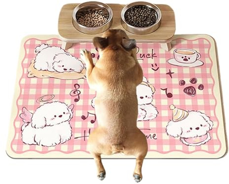 Tapis d'alimentation pour gamelles de chien et chat, tapis de gamelle d'eau antidérapant et absorbant à séchage rapide pour éviter les déversements d'eau pour chat