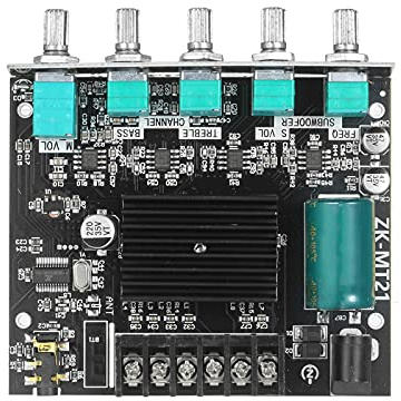 ZK-MT21 50W* 2+100W 2.1 canali Bluetooth 5.0 modulo amplificatore di potenza digitale con controllo alto/bassi, amplificatore BT wireless stereo, kit fai da te, alimentatore 12-24V DC