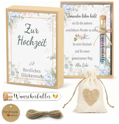 Hochzeitsgeschenke für Brautpaar, Geldgeschenk Hochzeit, Hochzeitsgeschenk Box, Inklusive Geschenkbox, Kunststoff Reagenzglas, Jutesäckchen zur Hochzeits (Hochzeit)