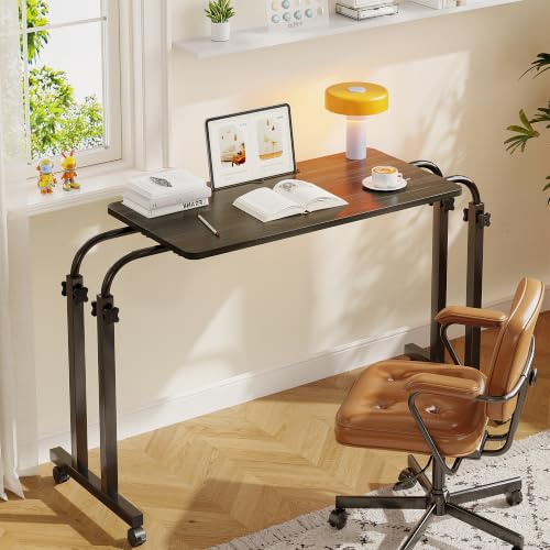 Furist Overbed Table with Wheels Laptop Desk Cart Table Over The Bed Table Adjustable Height and Length for Hospital and Home use