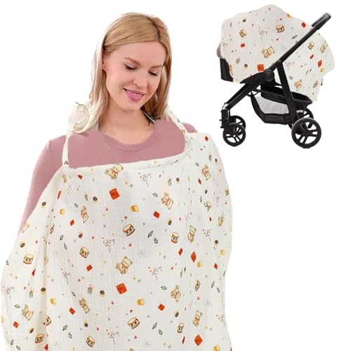 GIEEU Cache Allaitement, Tablier D'allaitement pour Bébé, Cape D'allaitement en Coton Respirant pour Bébé Couverture Douce à 360 °, pour L'allaitement en Plein Air Bouclier D'intimité