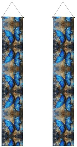 Banner mit blauem Schmetterlings-Druck, Polyester-Banner, für drinnen und draußen, einfach aufzuhängen, wiederverwendbar