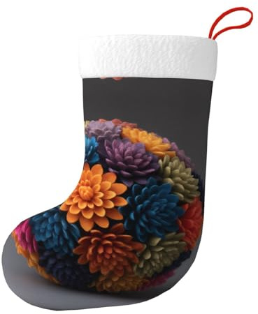 Yyhhaofa Chrysanthemum Ball Printed Double-Sided Printed Christmas Socks for Large-Capacity Holiday Party Indoor Decorations